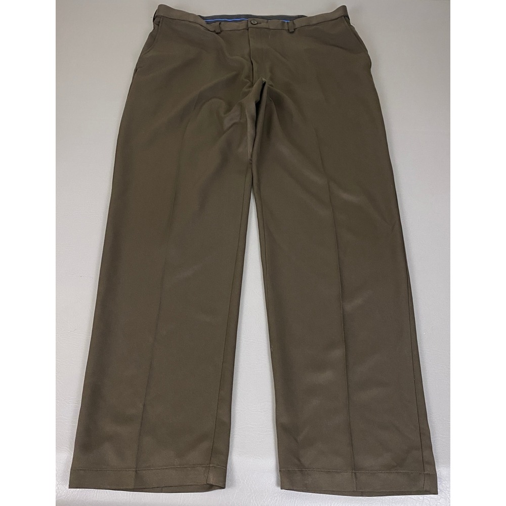 Haggar Dress Pants Men's Size 40x34 Brown Polyester Straight Leg Ligthweight